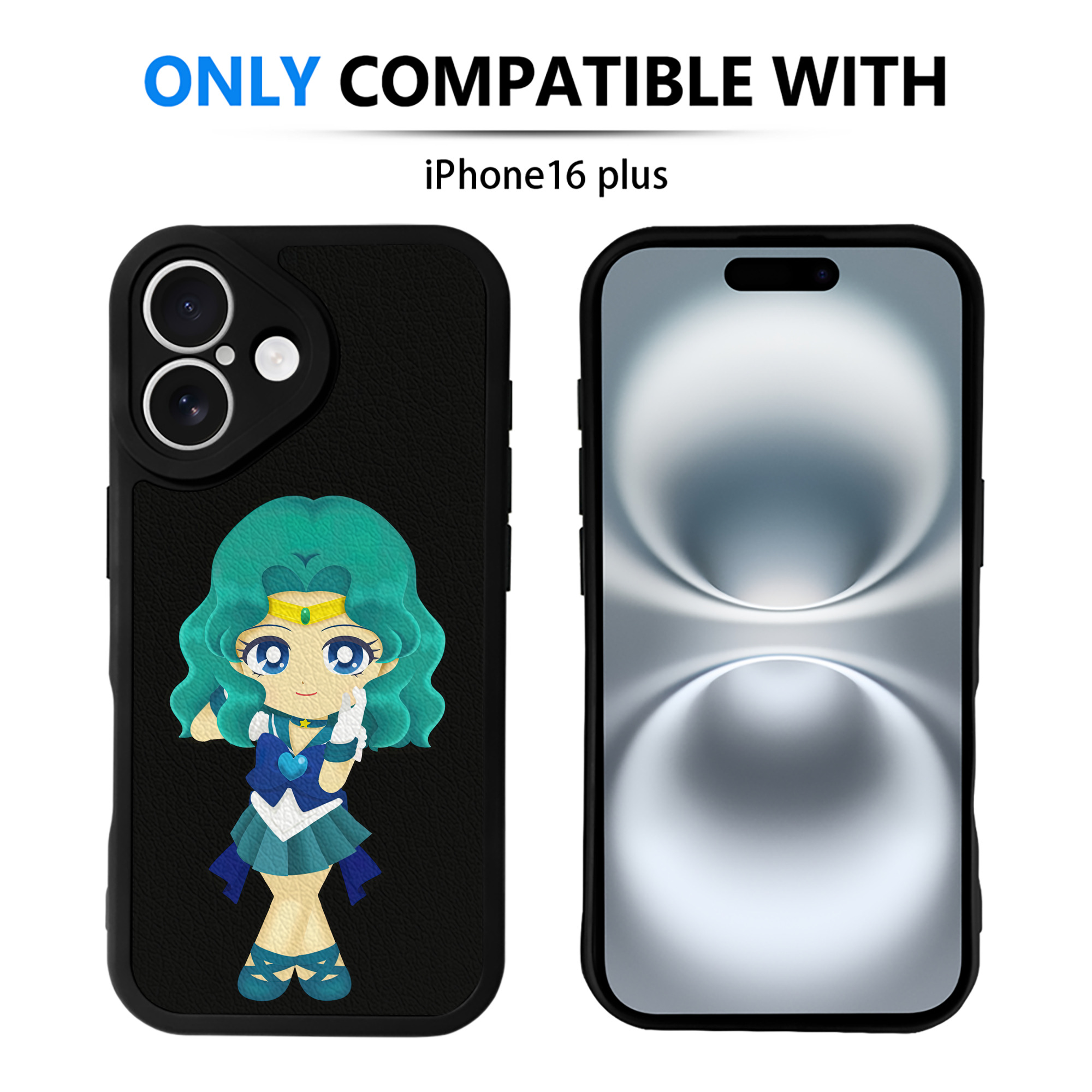 （画像用） 美少女戦士セーラームーン 海王 みちる（かいおう みちる） Sailor Moon Kaiou Michiru 【iPhone 16シリーズ対応】シリコンスマホケース（レザー調） 材質：シリコン